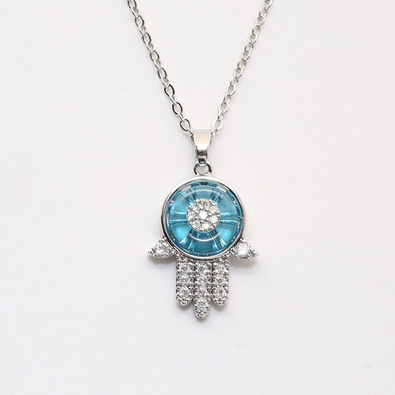 Wholesale Micropaved Zircon Devil Eye Copper Necklaces